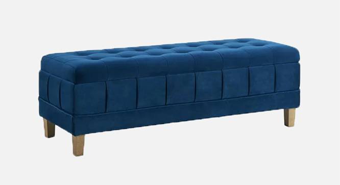 Gloria Ottoman With Storage In Velvet Fabric (Blue) by Urban Ladder - Front View Design 1 - 747611