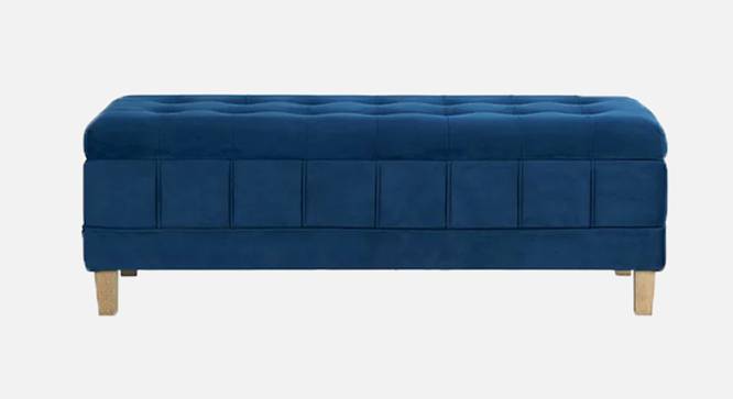 Gloria Ottoman With Storage In Velvet Fabric (Blue) by Urban Ladder - Design 1 Side View - 747653