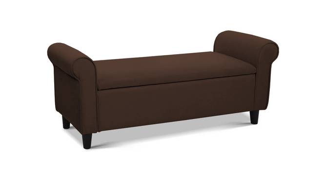 Mia Ottoman With Storage In Velvet Fabric (Brown) by Urban Ladder - Front View Design 1 - 747664