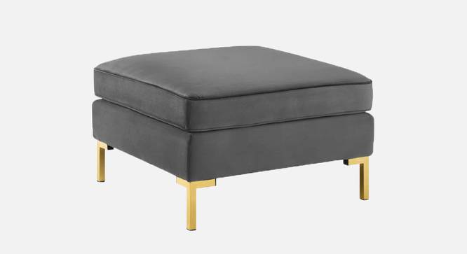 Cannon Ottoman In Velvet Fabric (Grey) by Urban Ladder - Front View Design 1 - 747730