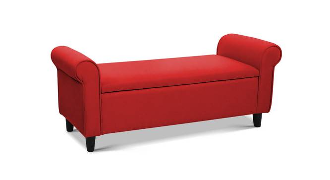 Mia Ottoman With Storage In Velvet Fabric (Red) by Urban Ladder - Front View Design 1 - 747922