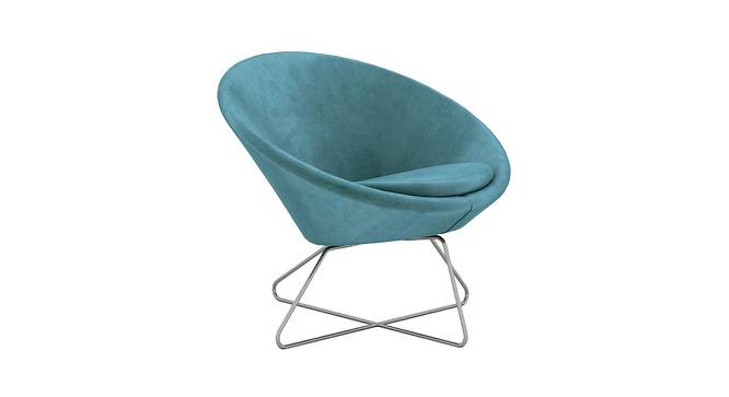 Conic Lounge Chair in Sky Blue Color with Velvet Fabric (Sky Blue) by Urban Ladder - Front View Design 1 - 749813