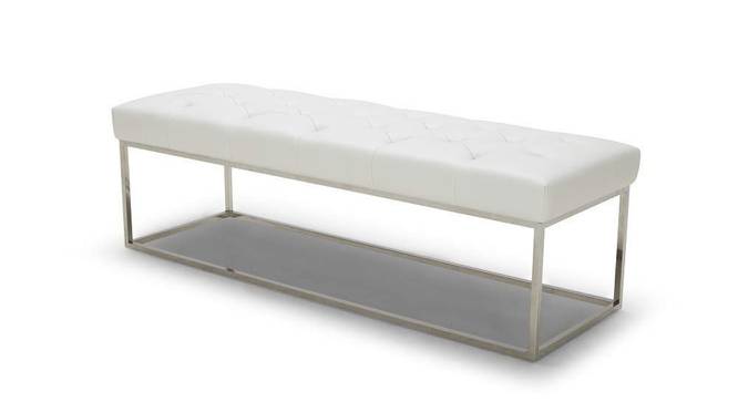 Linea Ottoman in White (White) by Urban Ladder - Front View Design 1 - 750234