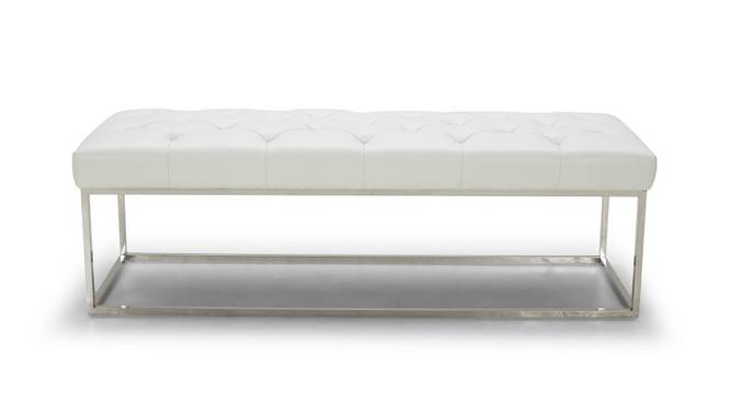 Linea Ottoman in White (White) by Urban Ladder - Design 1 Side View - 750249