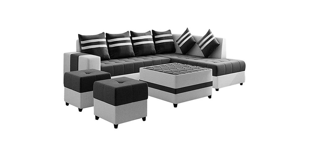 Styleonza Fabric Sectional Sofa (Dark Grey-Light Grey) by Urban Ladder - - 