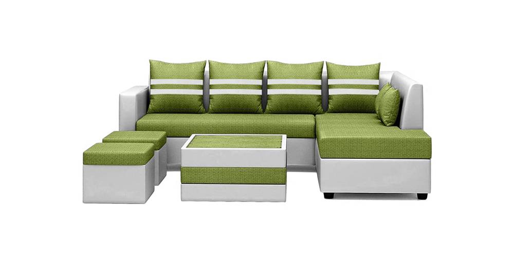 Styleonza Fabric Sectional Sofa (Green-Light Grey) by Urban Ladder - - 