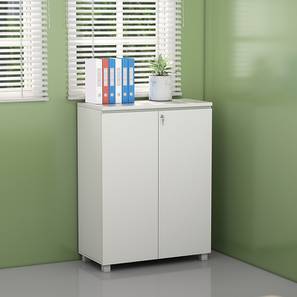 Two Cupboards Design Mike Small Office Storage (Everest White) (White Finish)