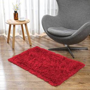 Maroon Solid Polyester Bath Mat - Set of 1-image-48