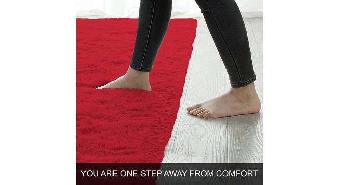 Bath Mat Rabbit Fur 1000 GSM Bathroom Door Mats Anti Skid Water Absorbent Easy Machine Washable Marino   Rug for Entrance-maroon (Maroon) by Urban Ladder - Design 1 Side View - 752539