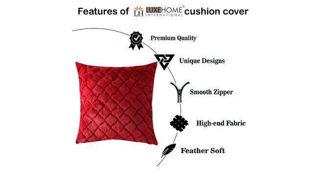Luxe Home International Rabbit Fur Diamond Design  Ultra Soft Cushion Cover Both Side Fur For Home Decor, Sofa, Bedroom, Festival Gifting, Living Room 16X16 Set Of 2 (Maroon) by Urban Ladder - Design 1 Side View - 752613