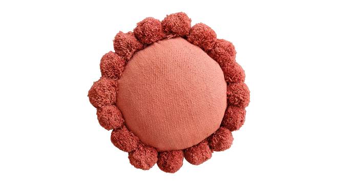 Handwoven Fluffy Pom-Pom Geranium Cushion cover (Red) by Urban Ladder - Front View Design 1 - 754293