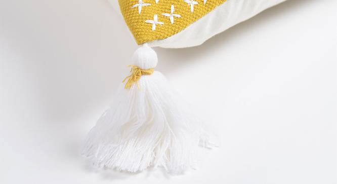 Summer Embroidered Lumbar Cushion cover (Yellow) by Urban Ladder - Design 1 Side View - 754325