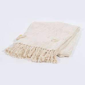 Throws In Bangalore Design White Daisy Throw with Fringes (White)