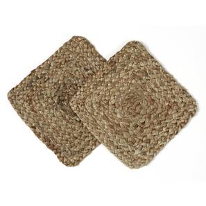 Home Decor In Bangalore Design Hand Braided Jute Square Trivets -set of 2 (Brown)
