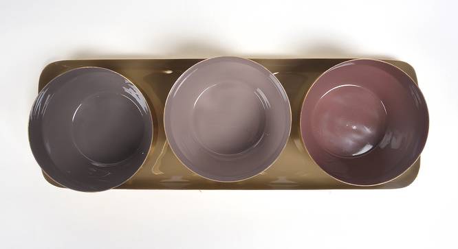 Enamelled Iron Tray With 3 Snack Bowls (Multicoloured) by Urban Ladder - Front View Design 1 - 754387