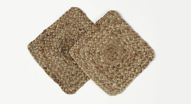 Hand Braided Jute Square Trivets -set of 2 (Brown) by Urban Ladder - Front View Design 1 - 754391