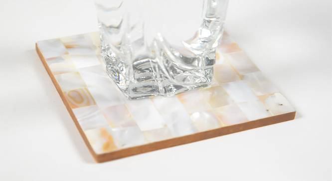 Mother of Pearl Coasters (Brown) by Urban Ladder - Design 1 Side View - 754407
