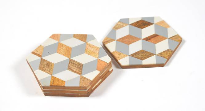 Geometric Cut Coasters -set of 4 (Multicoloured) by Urban Ladder - Design 1 Side View - 754408
