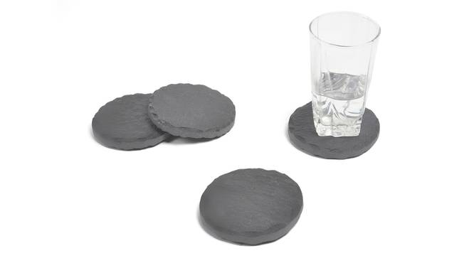 Hand Cut Slate Coasters -set of 4 (Black) by Urban Ladder - Front View Design 1 - 754454