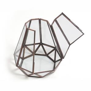 Candle Stand Design Iron and Glass Octagon Candle Holder (Brown)