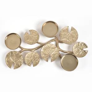 Candle Stand Design Antique Branched Lotus Leaves Candle Holder (Gold)