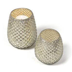 Candle Stand Design Golden-Toned Mercury Glass Votives -Set of 2 (Natural)