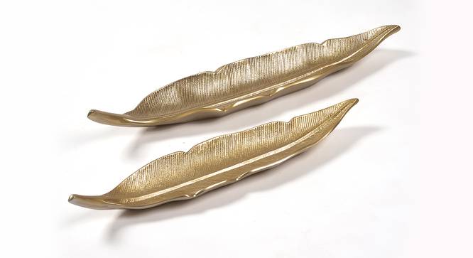 Antique Feather Decor Dishes -Set of 2 (Gold) by Urban Ladder - Design 1 Side View - 754499