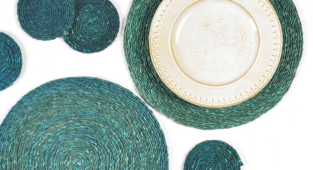 Teal Natural Grass Placemats and Coasters Set of 8 Urban Ladder