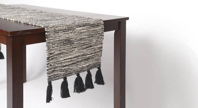 Oasis Tassled Table Runner (Grey) by Urban Ladder - Front View Design 1 - 754638