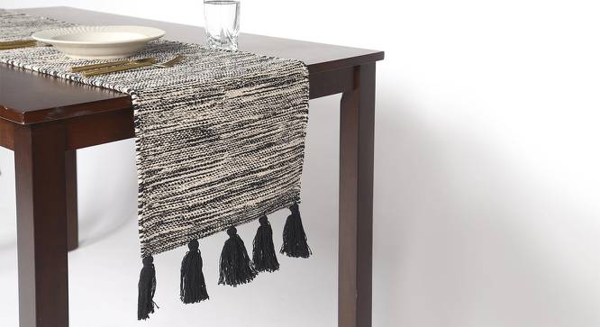 Oasis Tassled Table Runner (Grey) by Urban Ladder - Design 1 Side View - 754669