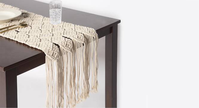Macrame Panel Fringed Table runner (White) by Urban Ladder - Front View Design 1 - 754699