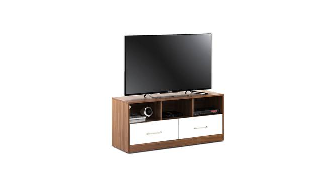 Oplux TV Unit In Frosty White Color (Walnut Finish) by Urban Ladder - Front View Design 1 - 755957