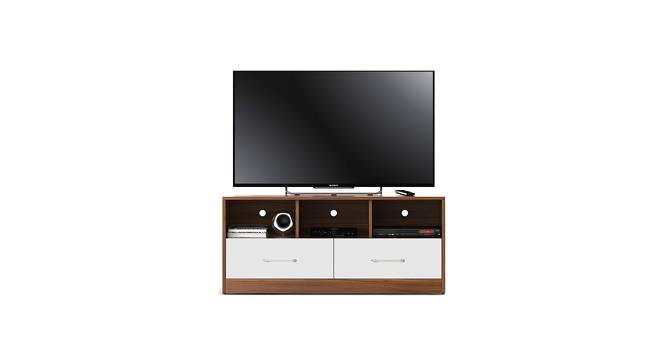 Oplux TV Unit In Frosty White Color (Walnut Finish) by Urban Ladder - Design 1 Side View - 755971