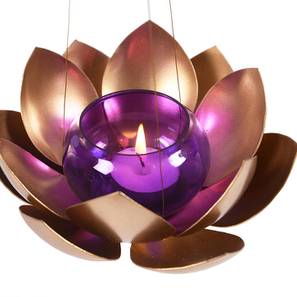 Home Decor In Lakshadweep Design Hanging Lotus Iron and Tinted Glass Tea light holder (Multicoloured)