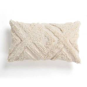 Cushion Cover Design Diamond Tufted Lumbar Cotton cushion cover (Beige)