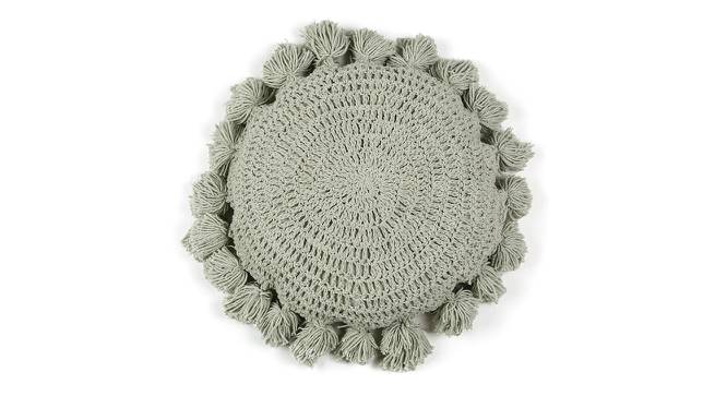 Knitted and Tasseled Sage Cushion cover (Green) by Urban Ladder - Front View Design 1 - 756535