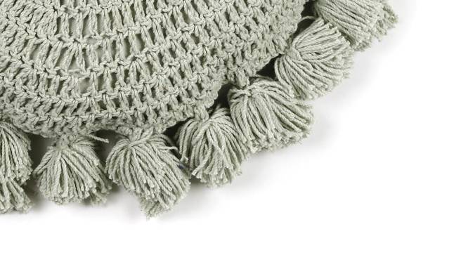 Knitted and Tasseled Sage Cushion cover (Green) by Urban Ladder - Design 1 Side View - 756559