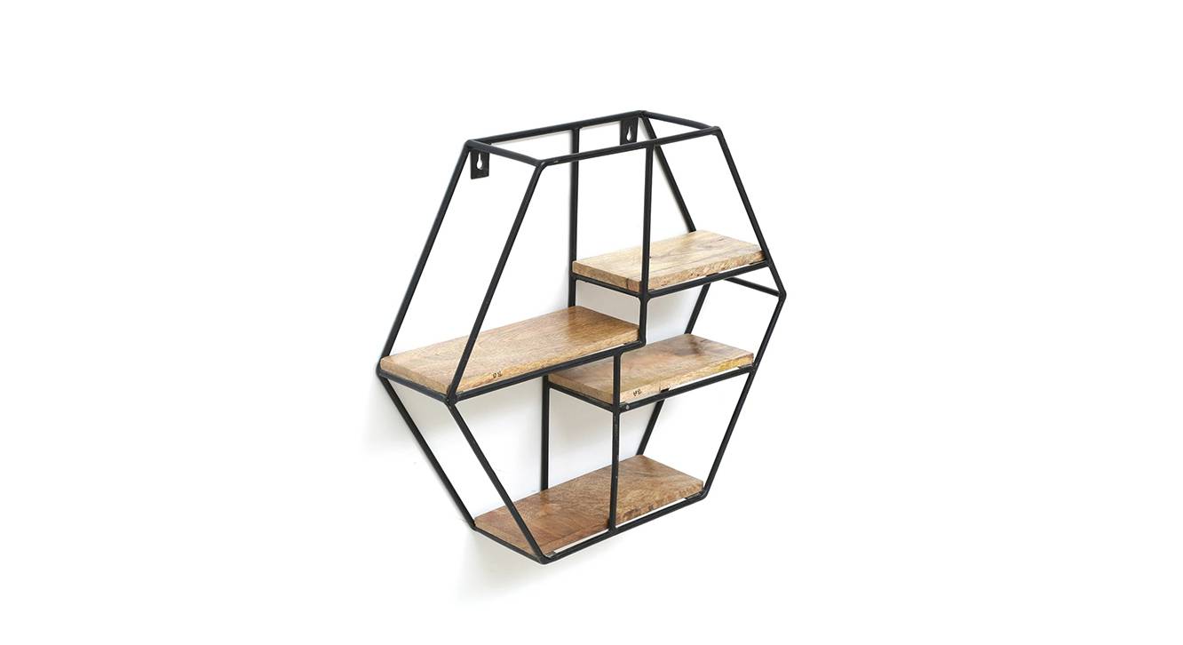 Black Solid Wood Wall Shelf Urban Ladder