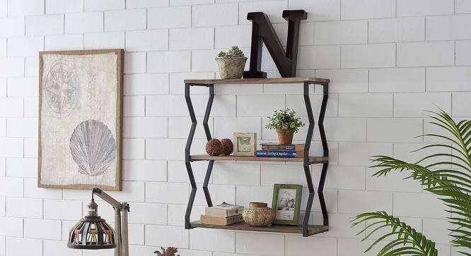 Neva Rectangular Wall Rack (Brown) by Urban Ladder - Design 1 Side View - 757685