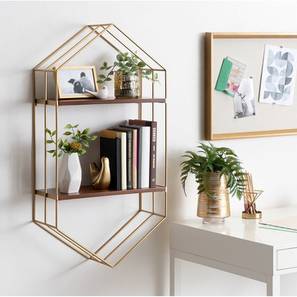 Gold Solid Wood Wall Shelf