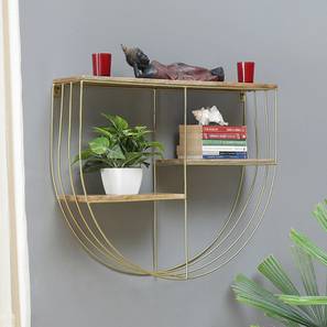 Gold Solid Wood Wall Shelf-image-32