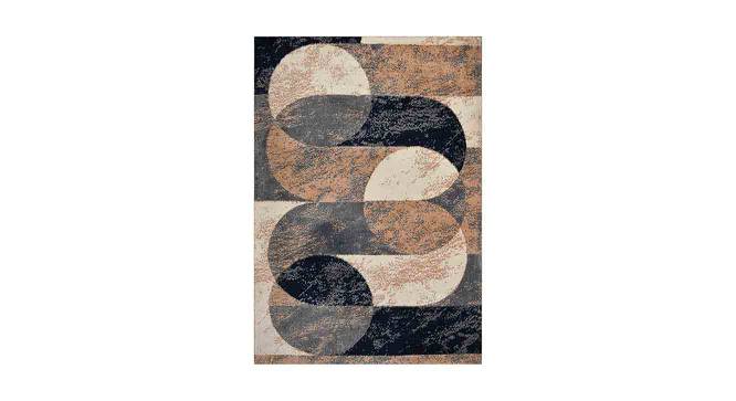 Blue and Beige Geometric Polyester Carpet (5X7 Feet) (Multicolor, 5 x 7 Feet Carpet Size) by Urban Ladder - Front View Design 1 - 758331