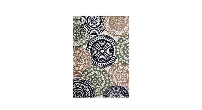 Green and White Geometric Polyester Carpet (3X5 Feet) (Multicolor, 3 x 5 Feet Carpet Size) by Urban Ladder - Front View Design 1 - 758685