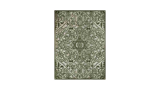 Green and White Traditional Polyester Carpet (3X5 Feet) (Multicolor, 3 x 5 Feet Carpet Size) by Urban Ladder - Front View Design 1 - 759061