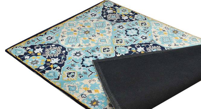 Blue and Yellow Traditional Polyester Carpet (4X6 Feet) (Multicolor, 4 x 6 Feet Carpet Size) by Urban Ladder - Design 1 Side View - 759669