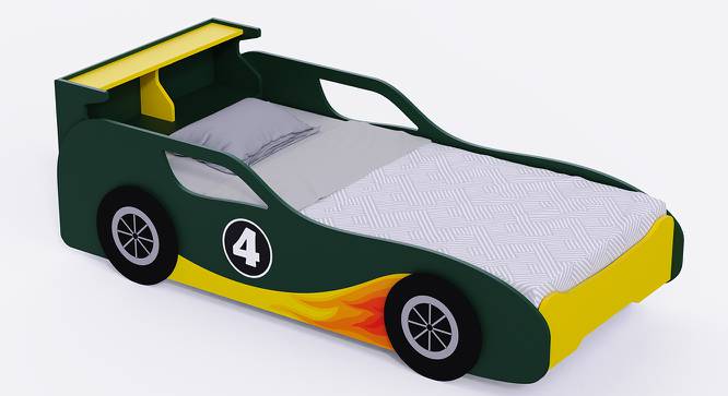 Fire Bird Toddlers' Car Bed with Cubbies (Green) by Urban Ladder - Front View Design 1 - 760500