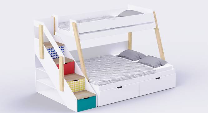 Pine Tree Bunk Bed with Storage (White) by Urban Ladder - Front View Design 1 - 760505