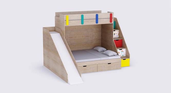Sleep N Slide Bunk Bed with Slide and Storage (Oak) by Urban Ladder - Front View Design 1 - 760571