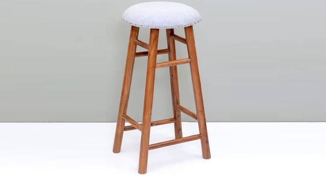 Enn Mango Wood Bar Stool in Cotton Grey Colour (Polished Finish) by Urban Ladder - Front View Design 1 - 760628