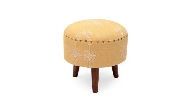 Harleston Mango Wood Stool In Cotton Yellow Colour (Yellow) by Urban Ladder - Front View Design 1 - 760730